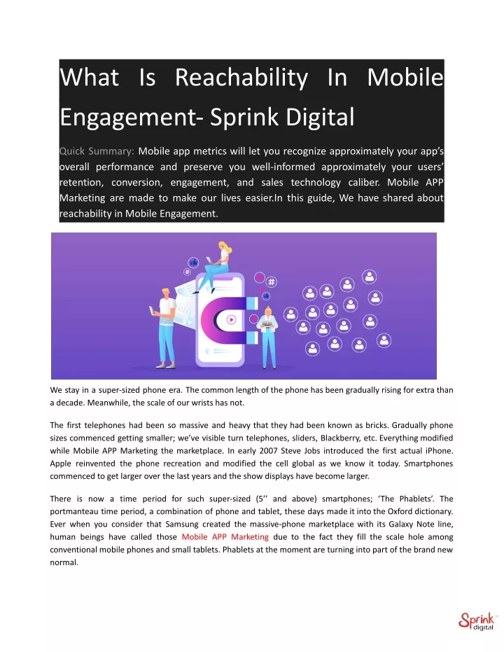 what is reachability in mobile engagement sprink