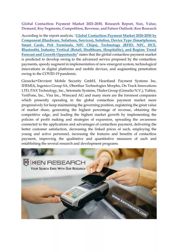 global contactless payment market 2021 2030