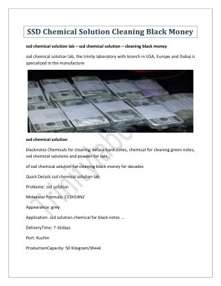 SSD Chemical Solution Cleaning Black Money