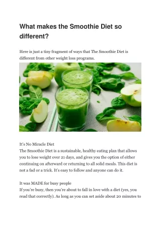 what makes the smoothie diet so different