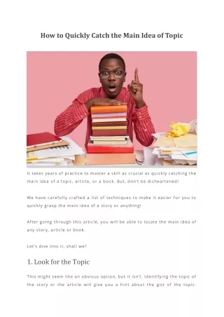 how to quickly catch the main idea of topic