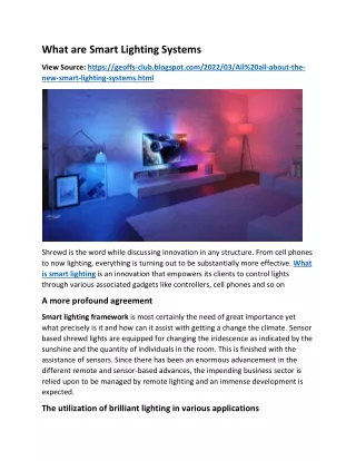 what are smart lighting systems