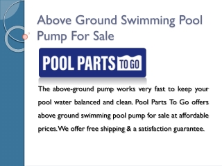 Above Ground Swimming Pool Pump For Sale – Pool Parts To Go