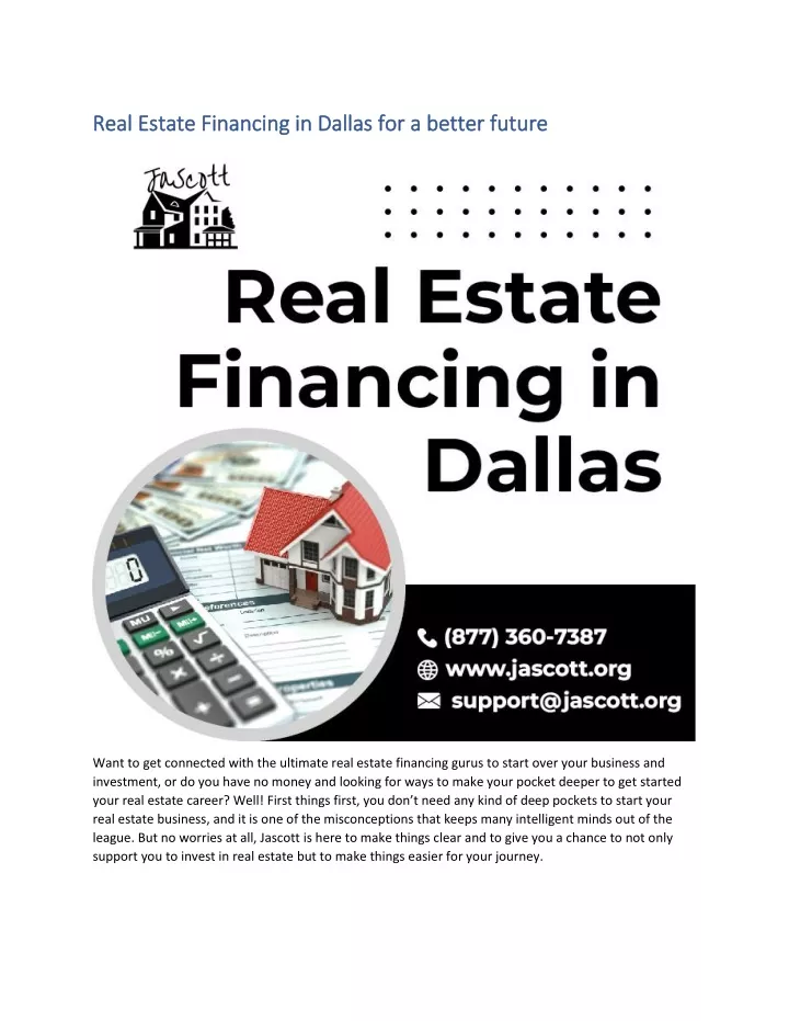 real estate financing in dallas for a better