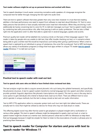 text reader software might be set up on personal