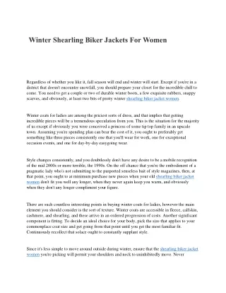 Winter Shearling Biker Jackets For Women