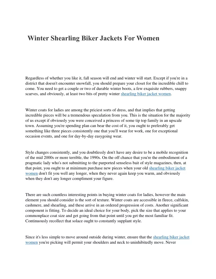 winter shearling biker jackets for women