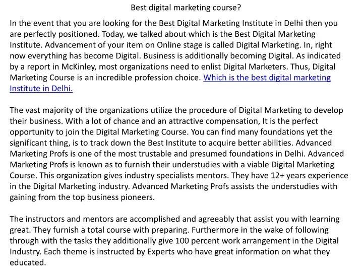 best digital marketing course