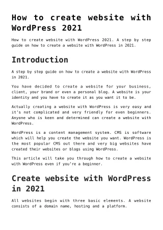 how to create website with wordpress 2021