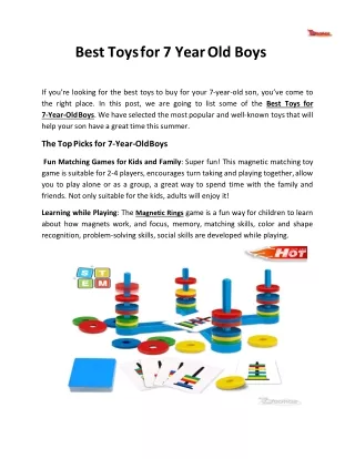 Best Toys for 7 Year Old Boys