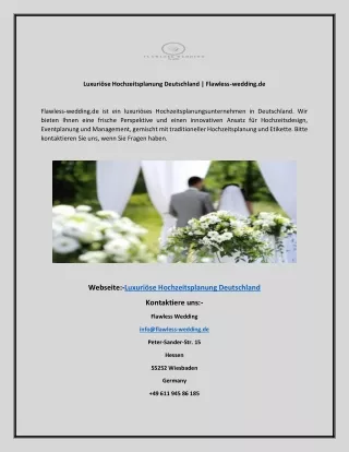 Luxuriöse Hochzeitsplanung Deutschland  Flawless-wedding.de