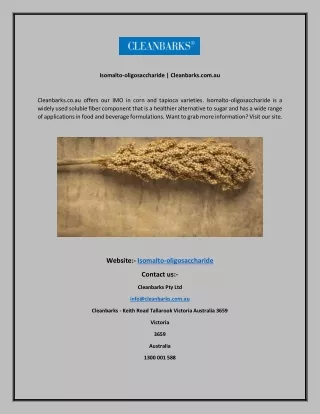 isomalto oligosaccharide cleanbarks com au