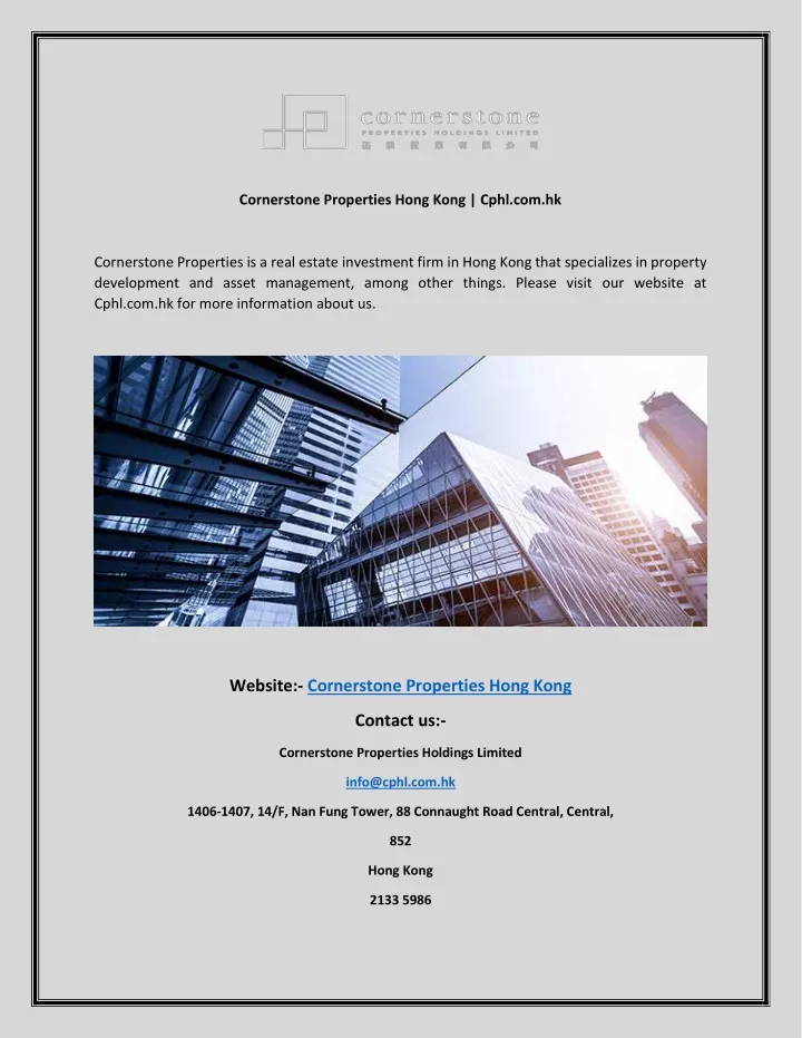 cornerstone properties hong kong cphl com hk