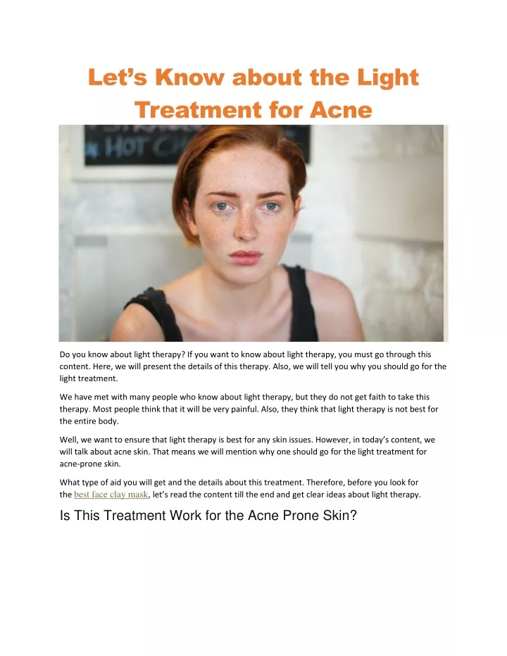 let s know about the light treatment for acne