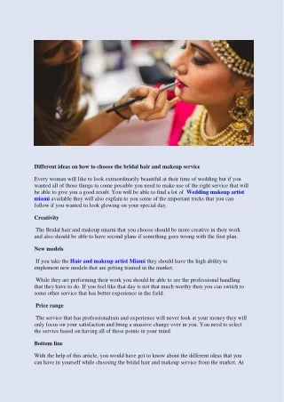 httpwww.colleenstonemakeup.com-Article-Different ideas on how to choose the bridal hair and makeup service