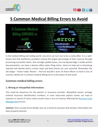 5 common medical billing errors to avoid
