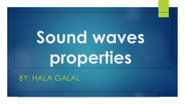 sound waves properties