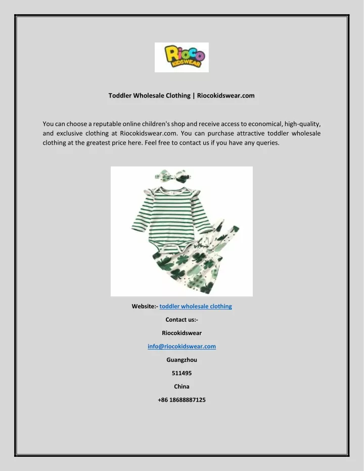 toddler wholesale clothing riocokidswear com