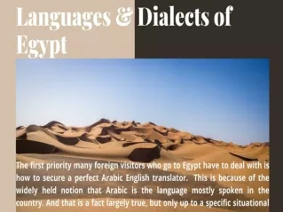 Languages & Dialects of Egypt