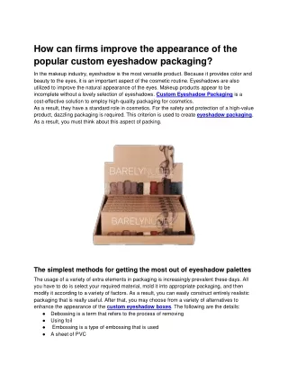 how can firms improve the appearance