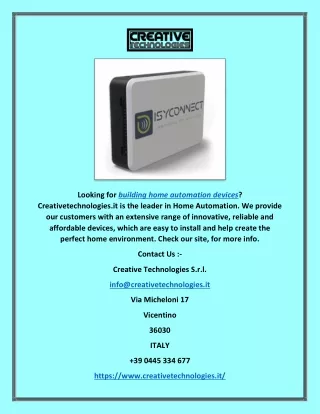 Building Home Automation Devices | Creativetechnologies.it