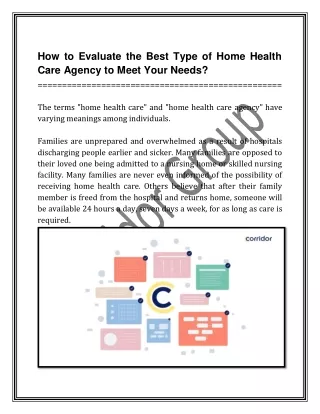 How to Evaluate the Best Type of Home Health Care Agency to Meet Your Needs?
