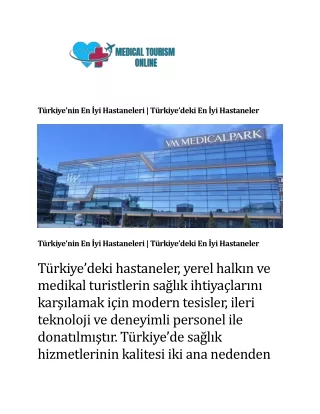 t rkiye nin en yi hastaneleri t rkiye deki