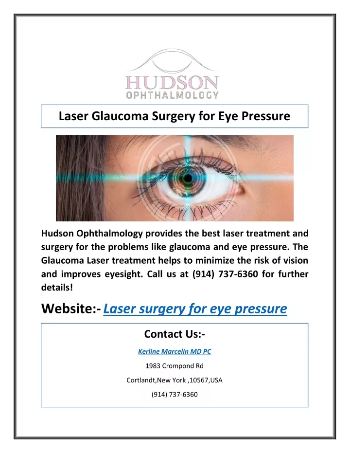 PPT - Laser Glaucoma Surgery for Eye Pressure PowerPoint Presentation ...