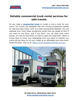Reliable commercial truck rental services for safe travels