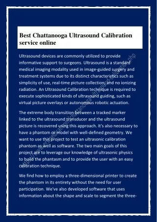 Best Chattanooga Ultrasound Calibration service online