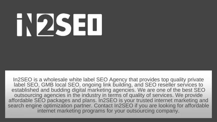 in2seo is a wholesale white label seo agency that