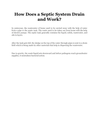 how does a septic system drain and work