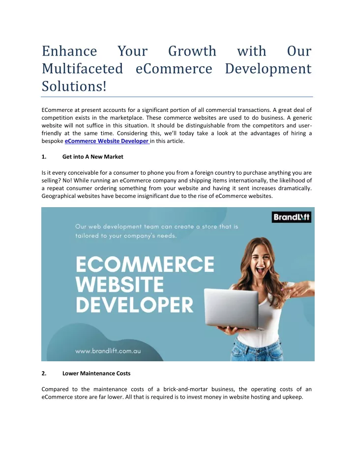 enhance multifaceted ecommerce development