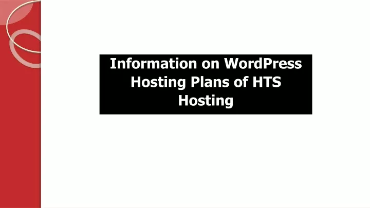 information on wordpress hosting plans of hts hosting