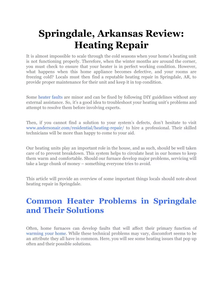 springdale arkansas review heating repair
