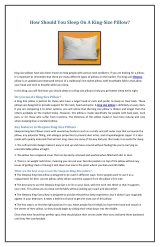 how should you sleep on a king size pillow