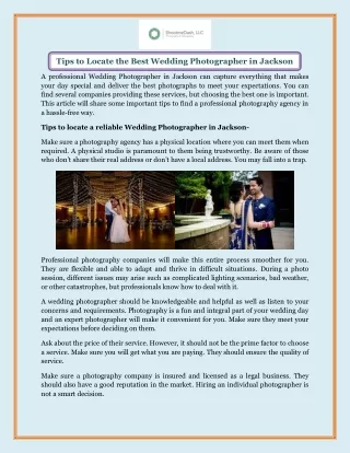 Tips to Locate the Best Wedding Photographer in Jackson