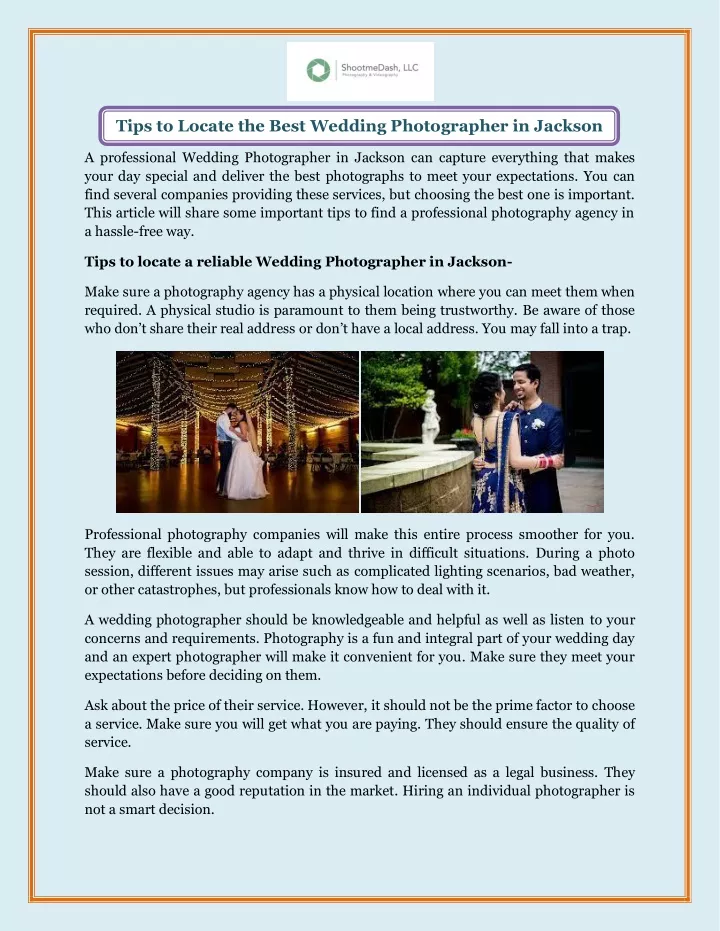 tips to locate the best wedding photographer