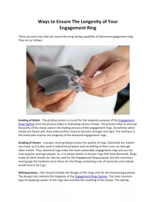 Ways to Ensure The Longevity of Your Engagement Ring