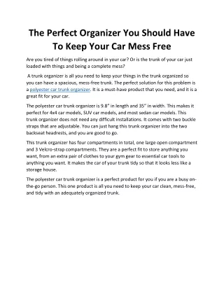 The Perfect Organizer You Should Have To Keep Your Car Mess Free