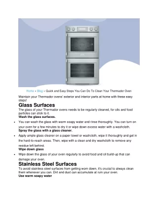 Quick and Easy Steps You Can Do To Clean Your Thermador Oven