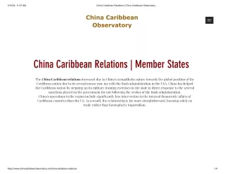 China Caribbean Relations | China Carribean Observatory