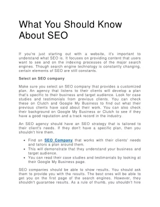 What You Should Know About SEO