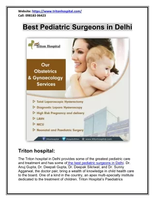 Best Pediatric Surgeons in Delhi | Best Pediatrician in South Delhi - Best Hospi