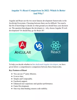 angular vs react comparison in 2022 which