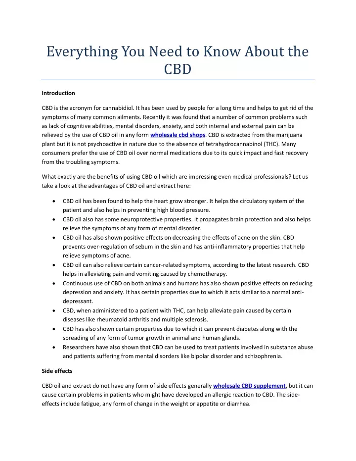 everything you need to know about the cbd