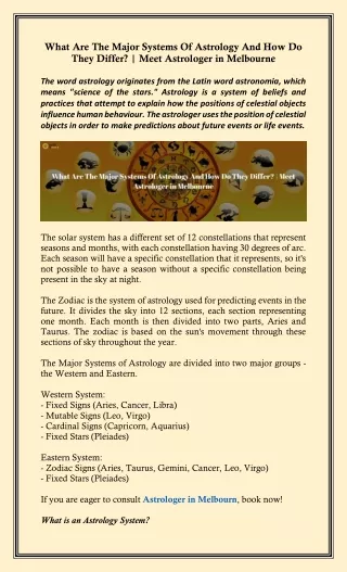 What Are The Major Systems Of Astrology And How Do They Differ?