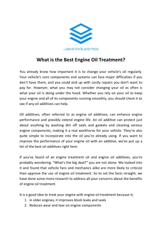 What is the Best Engine Oil Treatment