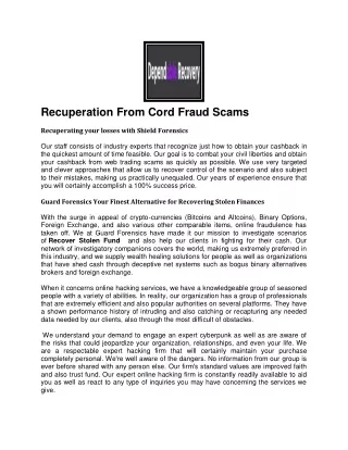 recuperation from cord fraud scams