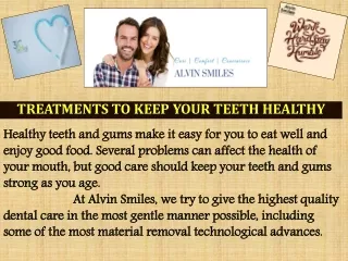 Treatments To Keep Your Teeth Healthy